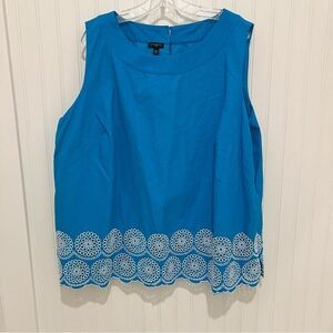 Talbots Blue Embellished Boxy Tank Top 22W